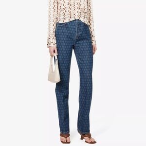 Reformation Jeans Cynthia Geometric Straight Leg High Rise Organic Denim Sz‎ 24